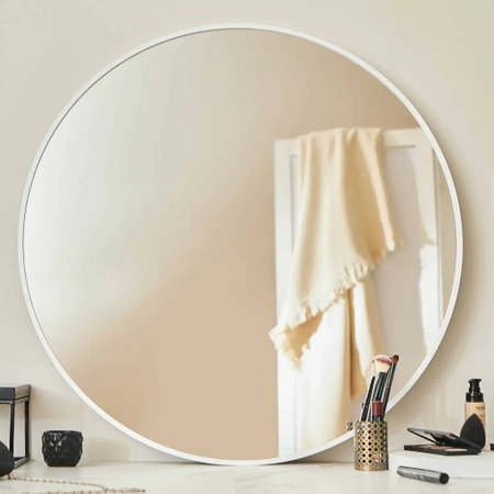 Lustro okrągłe w ramie białe 80cm