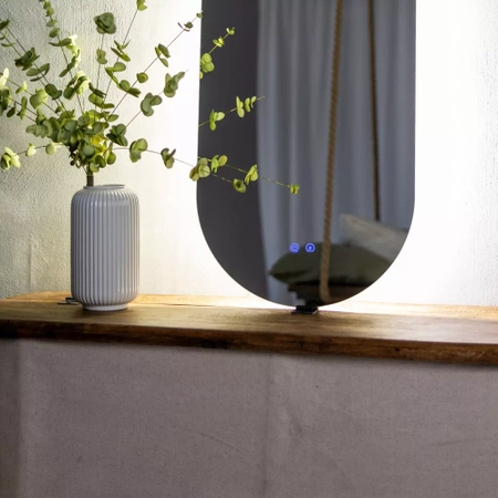 Oval LED illuminated mirror 120x60cm three touch colors